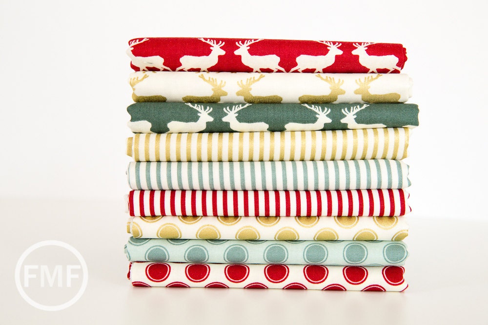 Postcards for Santa Dots in Gold Metallic, My Mind's Eye, Marcia Cornell, Riley Blake Designs, 100% Cotton Fabric, SC4754-GOLD