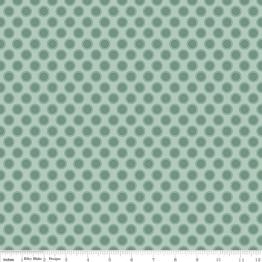 Postcards for Santa Dots in Green, My Mind's Eye, Marcia Cornell, Riley Blake Designs, 100% Cotton Fabric, C4754-GREEN