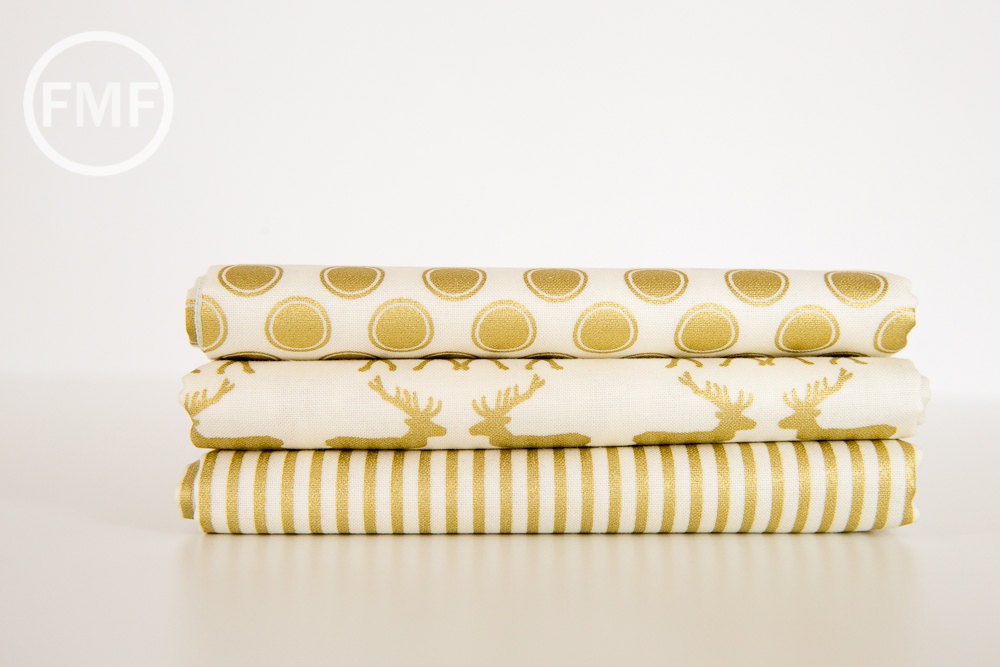 Postcards for Santa Dots in Gold Metallic, My Mind's Eye, Marcia Cornell, Riley Blake Designs, 100% Cotton Fabric, SC4754-GOLD