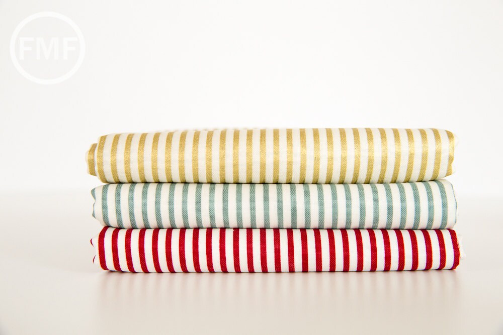 Postcards for Santa Stripe in Red, My Mind's Eye, Marcia Cornell, Riley Blake Designs, 100% Cotton Fabric, C4756-RED