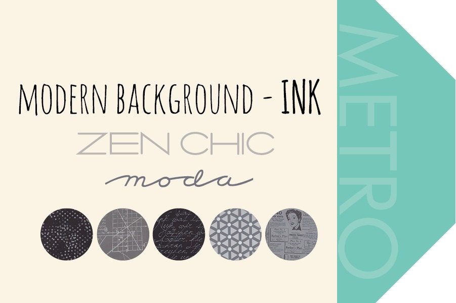 LAST PIECE Fat Quarter Modern Background Ink Pindot Black, Brigitte Heitland, Zen Chic, Moda Fabrics, 100% Cotton Fabric, 1588 29