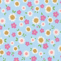 Whimsical Storybook Daisies in Spring, Tara Lilly, Robert Kaufman Fabrics, 100% Cotton Fabric, AYT-15656-192 SPRING