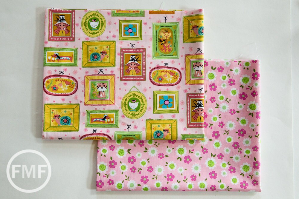 Whimsical Storybook Daisies in Garden, Tara Lilly, Robert Kaufman Fabrics, 100% Cotton Fabric, AYT-15656-238 GARDEN
