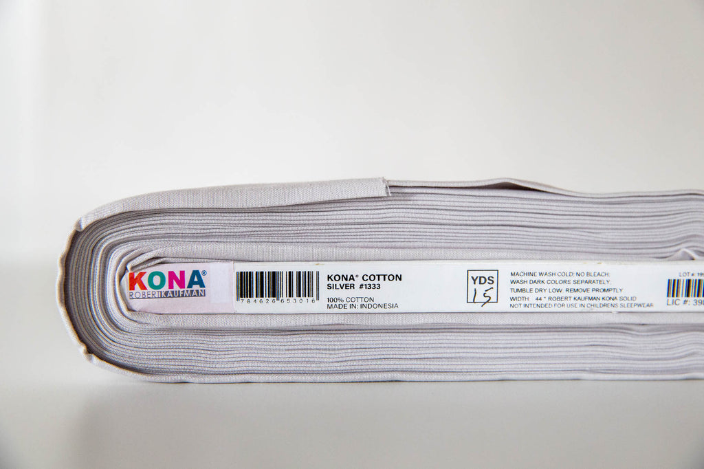 Silver Kona Cotton Solid Fabric from Robert Kaufman, K001-1333