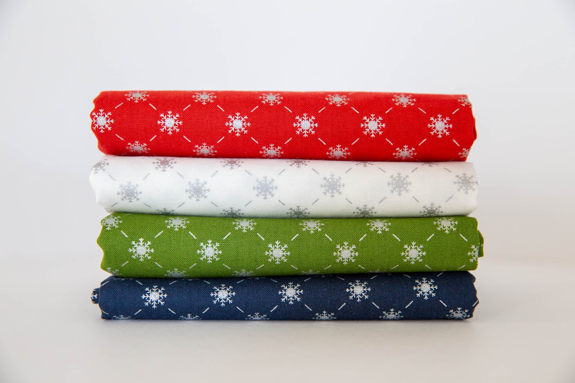 Merrymaking Bias Snowflakes Bundle, 4 Pieces, Gingiber, Moda Fabrics, 48345