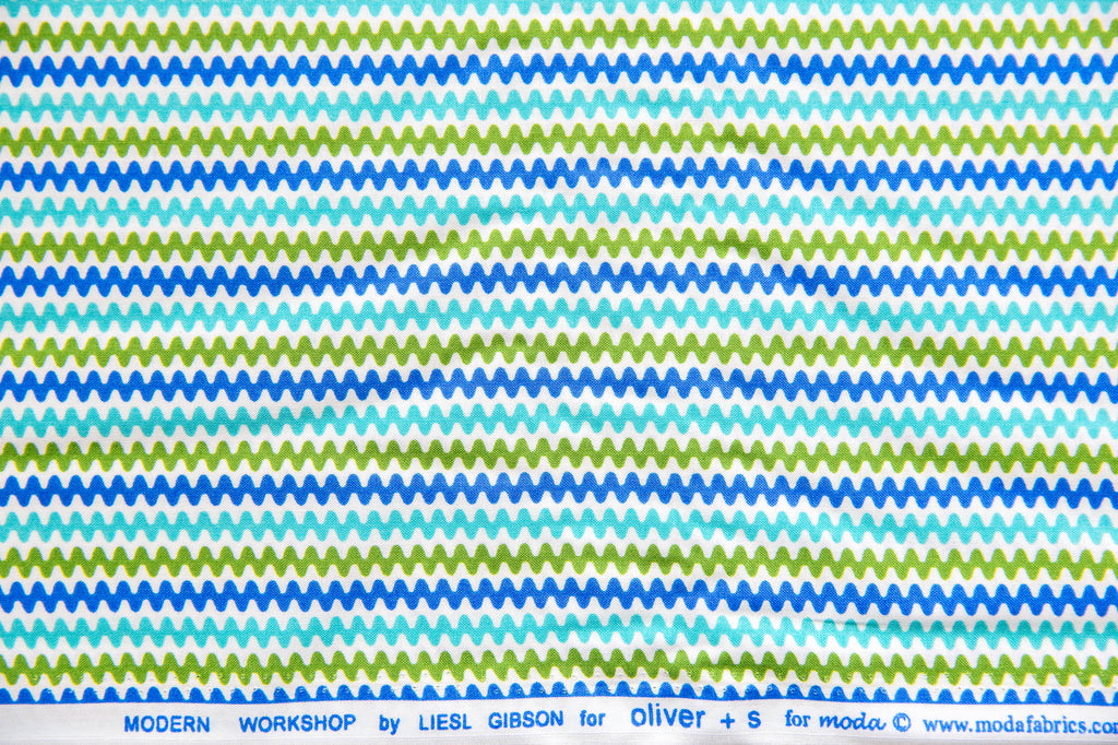 Modern Workshop Ric Rac in Aqua and Green, Liesl Gibson, Oliver + S, 11171 21
