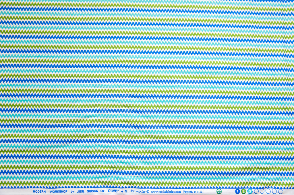 Modern Workshop Ric Rac in Aqua and Green, Liesl Gibson, Oliver + S, 11171 21
