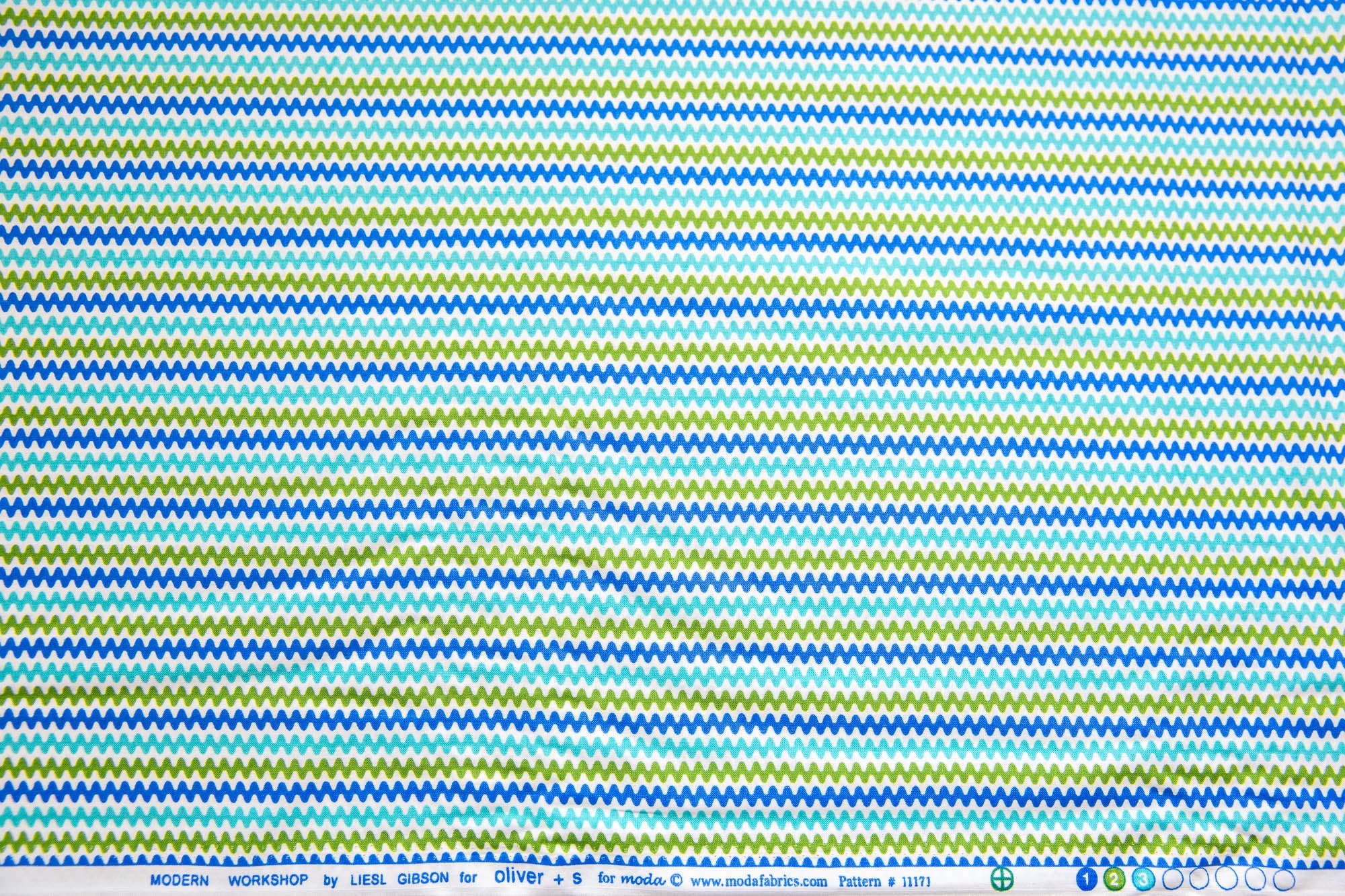 Modern Workshop Ric Rac in Aqua and Green, Liesl Gibson, Oliver + S, 11171 21