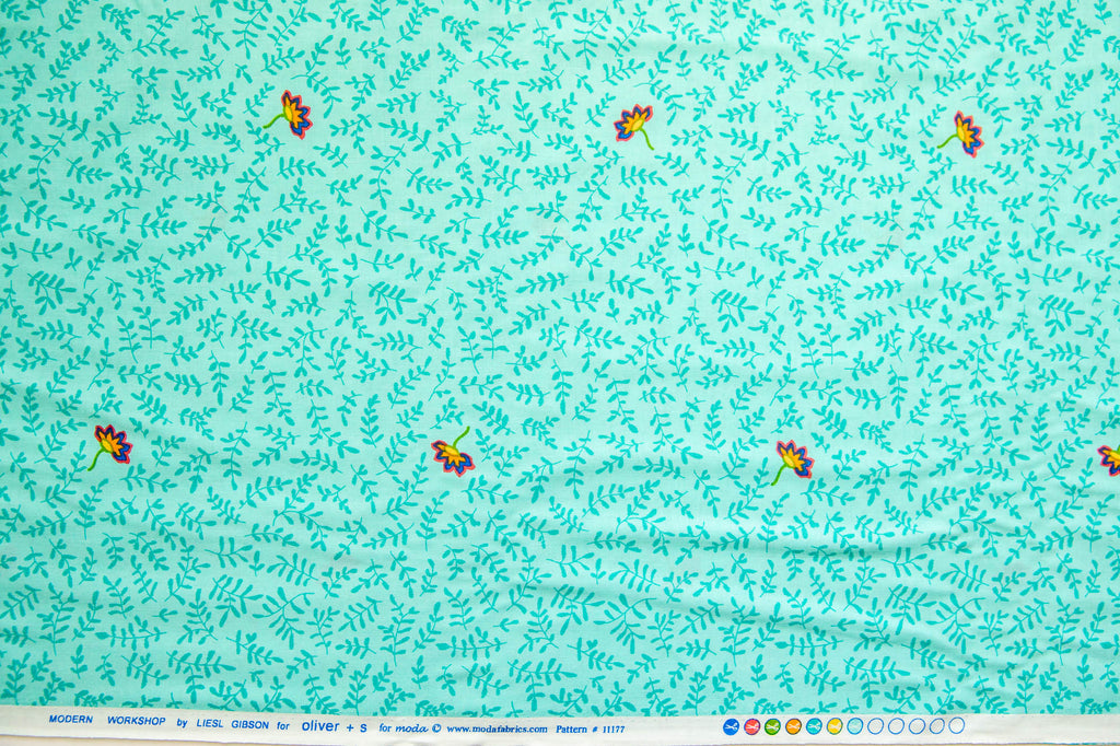 Modern Workshop Sketched Branches in Artisan Aqua, Liesl Gibson, Oliver + S, 11177 23