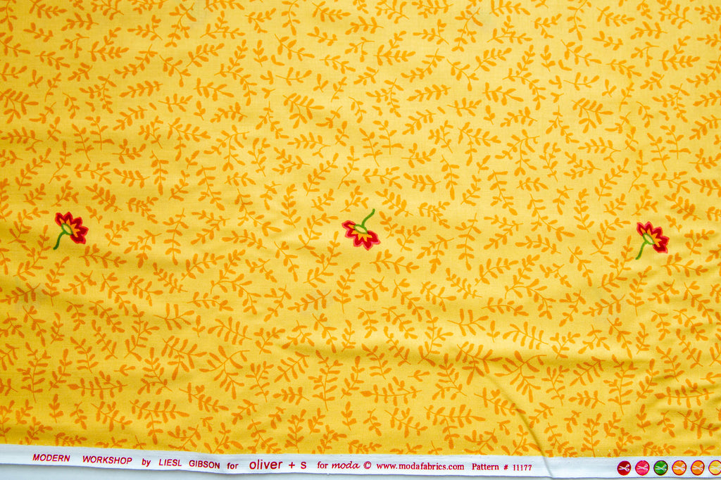 Modern Workshop Sketched Branches in Citron Yellow, Liesl Gibson, Oliver + S, 11177 20