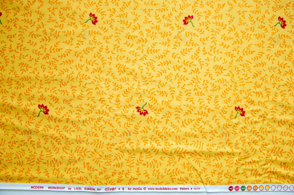 Modern Workshop Sketched Branches in Citron Yellow, Liesl Gibson, Oliver + S, 11177 20