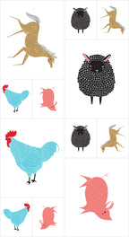 Farm Charm Collection Bundle with Two Panels, 26 Pieces, Gingiber, Moda Fabrics, 48290P