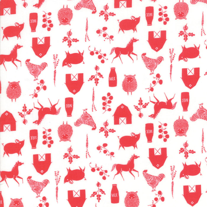 Farm Charm in Cloud Rooster Red, Gingiber, Moda Fabrics, 48294 14