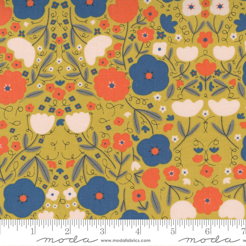 Words to Live By Peppy Petals in Mustard, Gingiber, Moda Fabrics, 48321 16