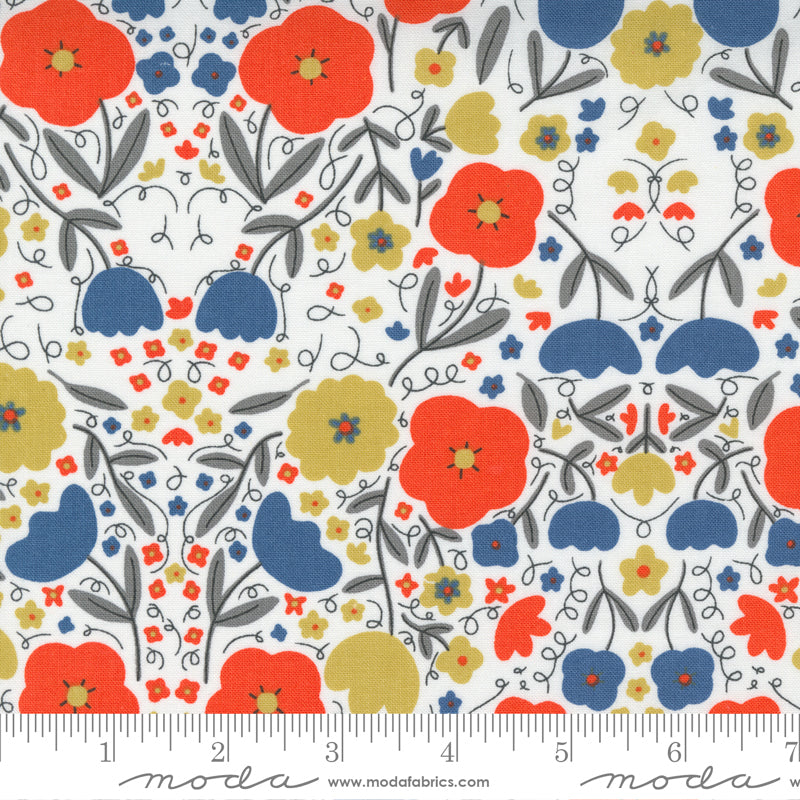 Words to Live By Peppy Petals in Cloud and Sky, Gingiber, Moda Fabrics, 48321 21