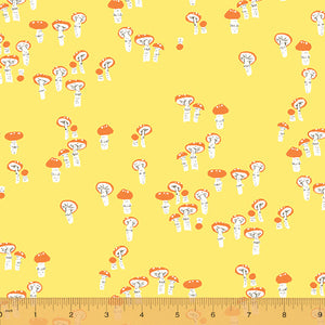 Far Far Away 3 Mushrooms in Yellow, Heather Ross, 52756-4