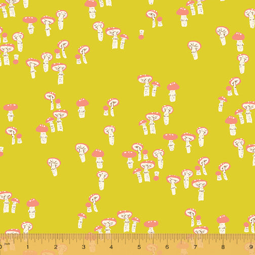 Far Far Away 3 Mushrooms in Green, Heather Ross, 52756-9