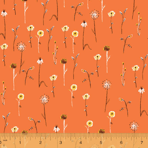 Far Far Away 3 Wildflowers in Burnt Orange, Heather Ross, 52757-15