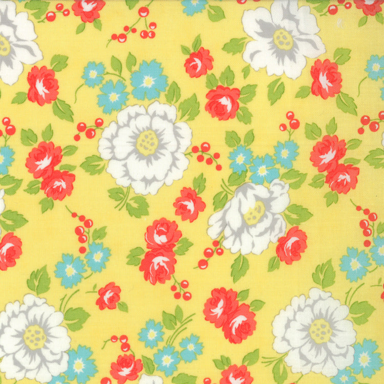 Happy Go Lucky Garden in Yellow, Bonnie and Camille, Moda Fabrics, 55061-15