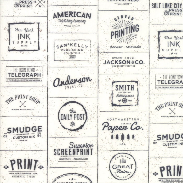 Print Shop Logos in Cream and Black, Sweetwater, Moda Fabrics, 5740 23