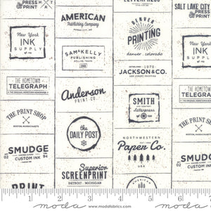 Print Shop Logos in Cream and Black, Sweetwater, Moda Fabrics, 5740 23