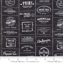 Load image into Gallery viewer, Print Shop Logos in Black, Sweetwater, Moda Fabrics, 5740 33
