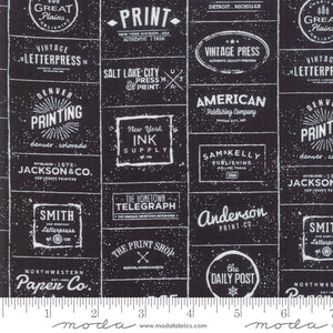 Print Shop Logos in Black, Sweetwater, Moda Fabrics, 5740 33