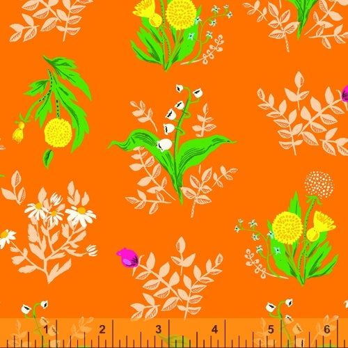 Bouquet in Orange, Heather Ross 20th Anniversary Collection, Windham Fabrics, 43483A-2