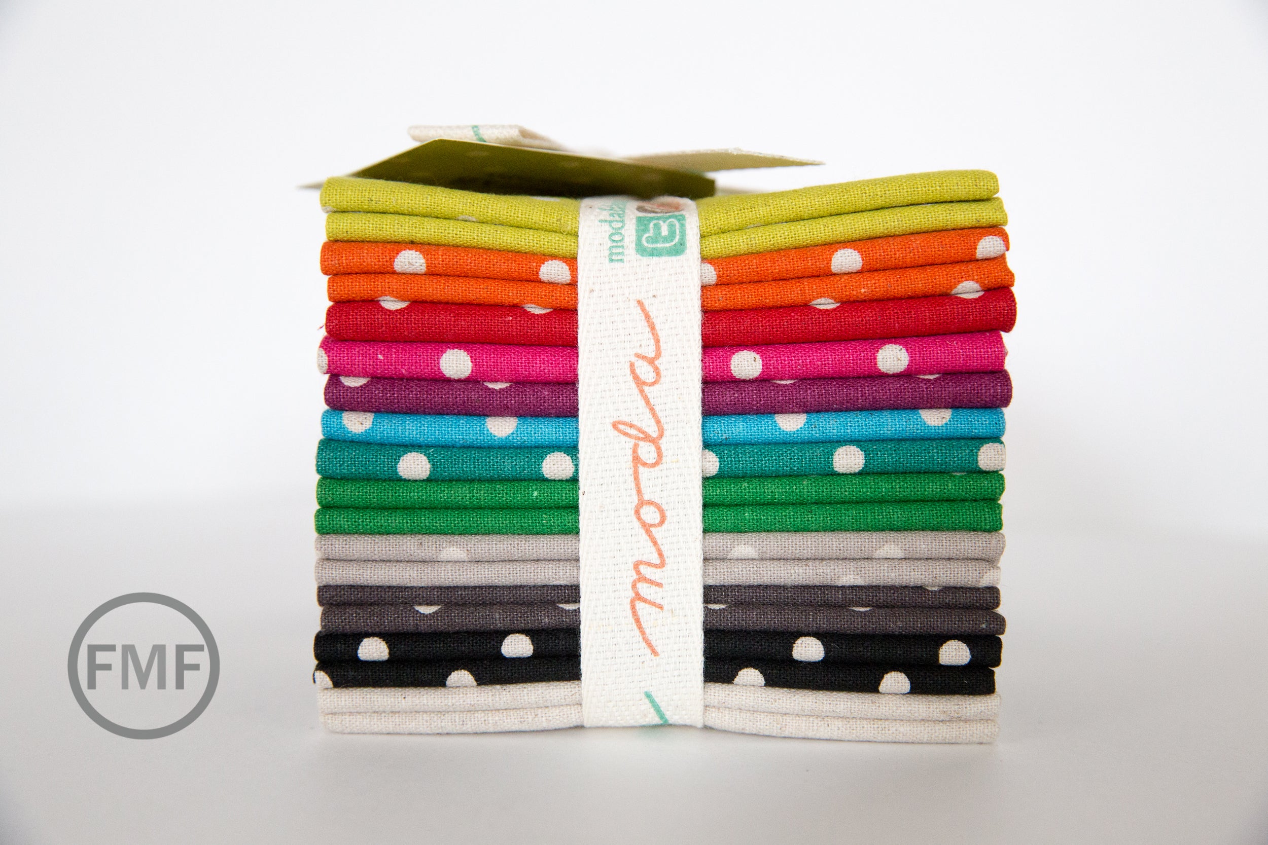 Linen Mochi Dots Fat Quarter Bundle, MoMo, Linen and Cotton Blend, 32910AB