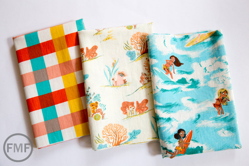 Malibu CANVAS Sayulita Surfer Girls in Aquamarine, Heather Ross, 52145LC-2