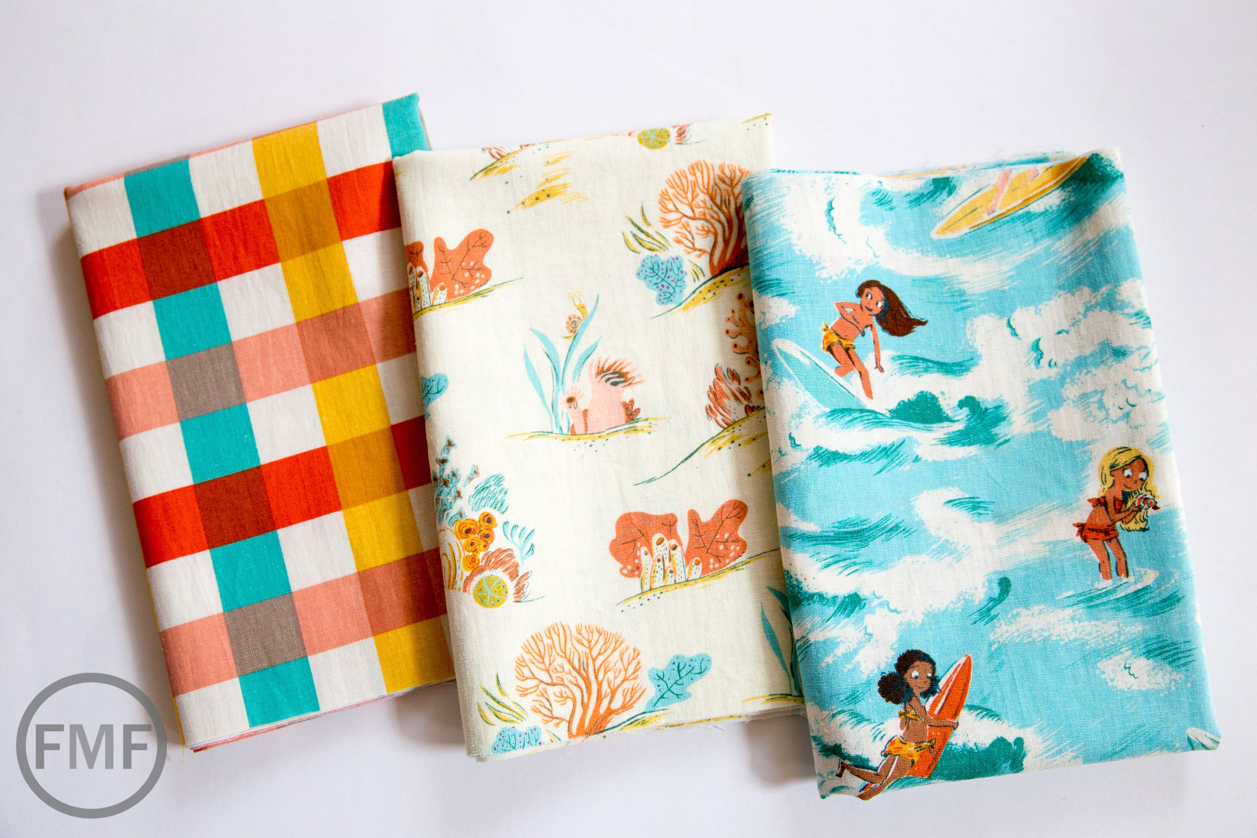 Malibu CANVAS Sayulita Surfer Girls in Aquamarine, Heather Ross, 52145LC-2