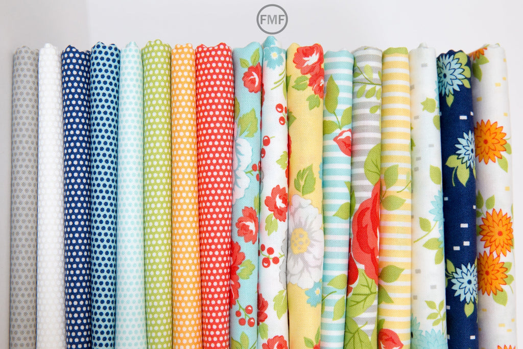 Happy Go Lucky Penny in Navy, Bonnie and Camille, Moda Fabrics, 55065-17