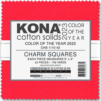 Crush Kona Cotton Color of the Year 2023, Five Inch Charm Squares, 100% Cotton Fabric Charm Pack, CHS-1110-42