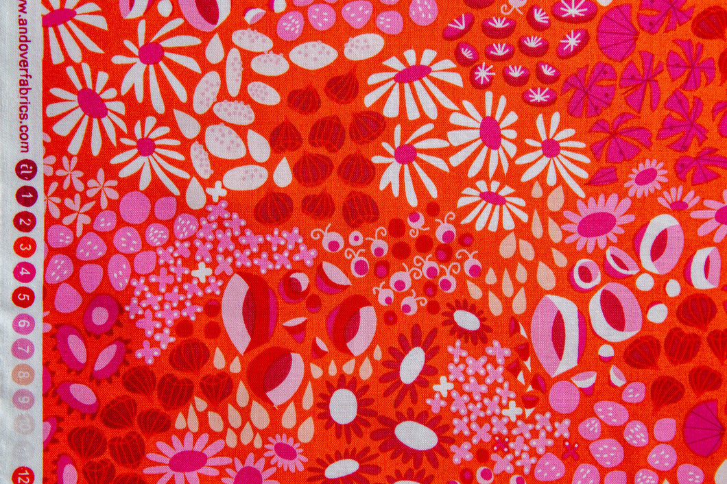 Flower Carpet in Coral, The Lovely Hunt, Lizzy House, A-7978-OR