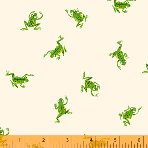 Frogs in White, Heather Ross 20th Anniversary Collection, Windham Fabrics, 43484A-3