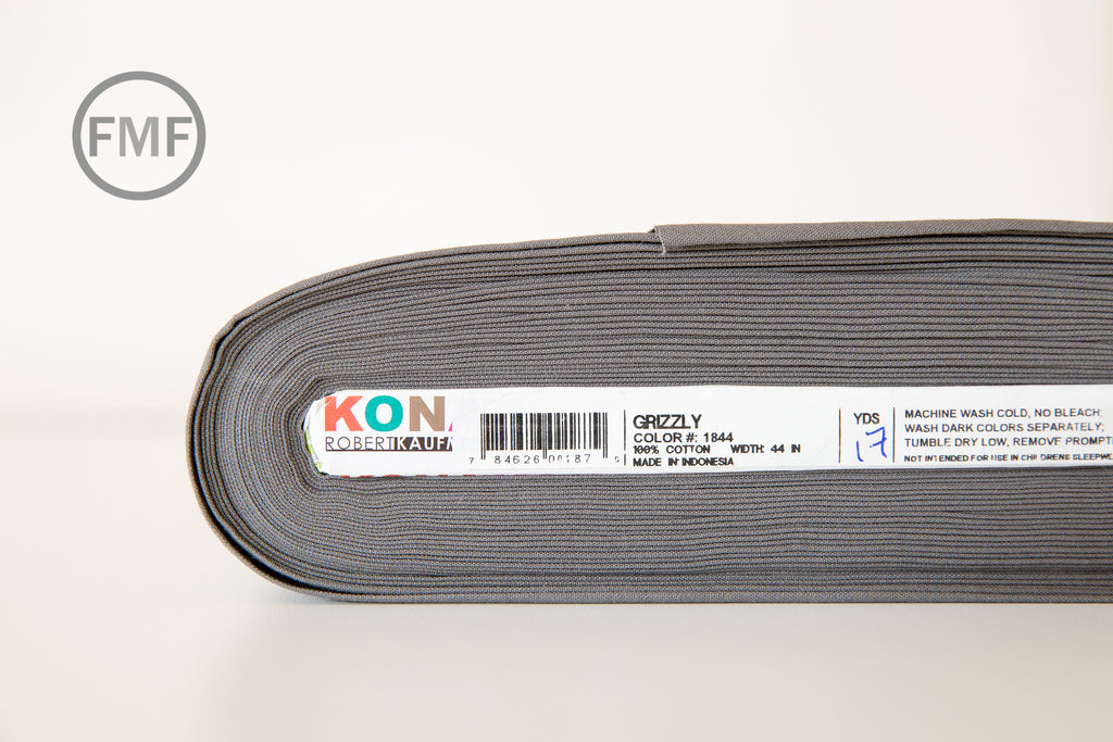 Grizzly Kona Cotton Solid Fabric from Robert Kaufman, K001-1844