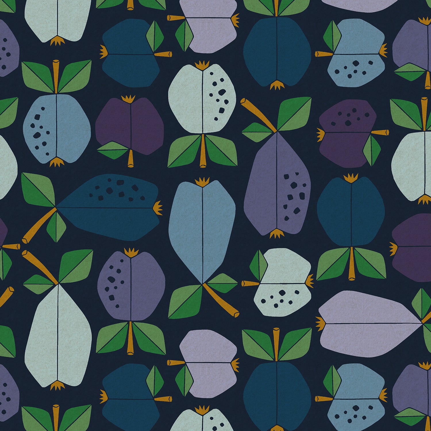 Under the Apple Tree CANVAS Orchard in Deep Blue, Loes Van Oosten, LV503-DB6UC