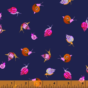 Snails in Indigo, Heather Ross 20th Anniversary Collection, Windham Fabrics, 42209A-3