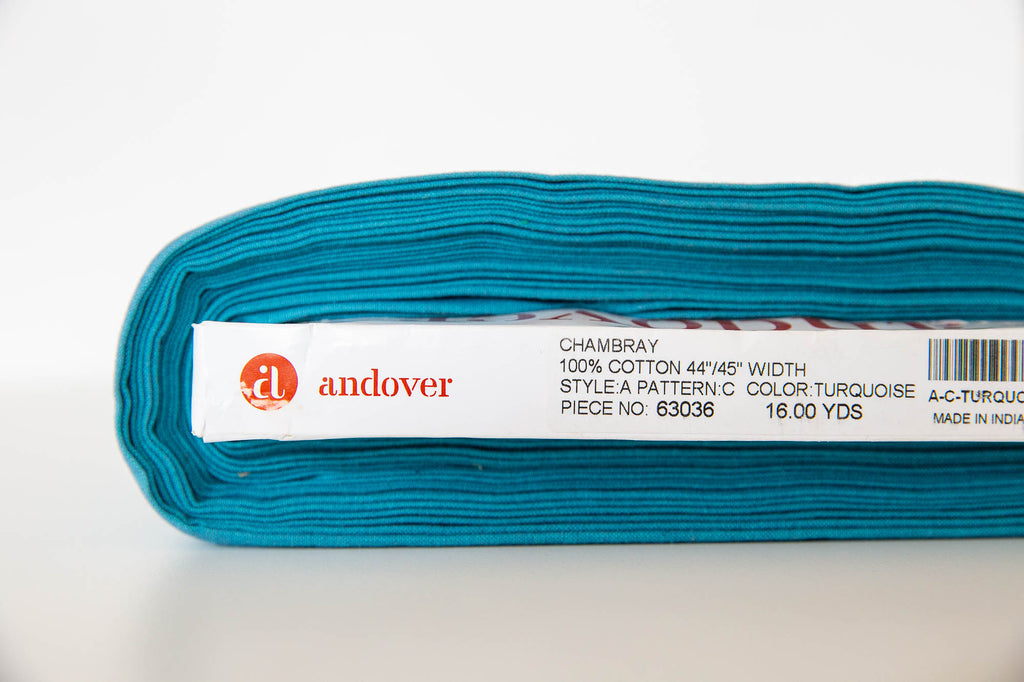 TURQUOISE Andover Chambray, 100% Cotton, A-C-Turquoise