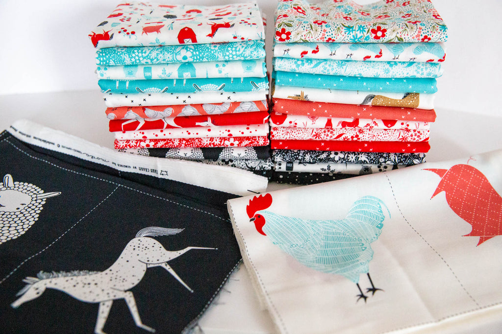 Farm Charm Collection Bundle with Two Panels, 26 Pieces, Gingiber, Moda Fabrics, 48290P