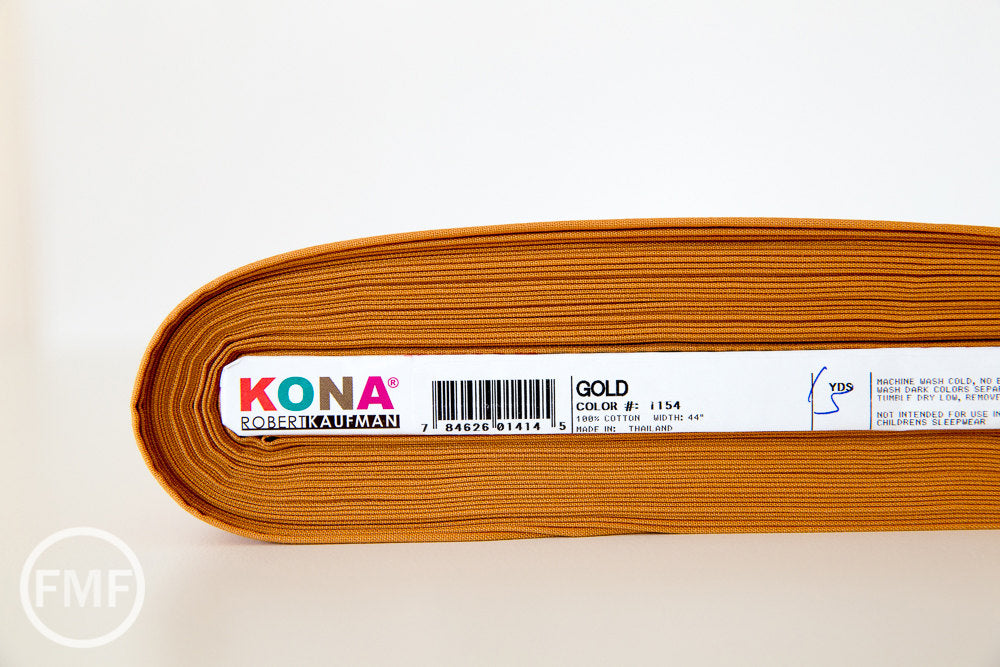 Gold Kona Cotton Solid Fabric from Robert Kaufman, K001-1154