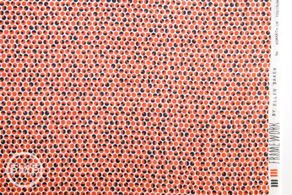 Framework Quarter Circles in Coral, Ellen Baker for Kokka Fabrics, Double Gauze Cotton Fabric, JG-41800-801B