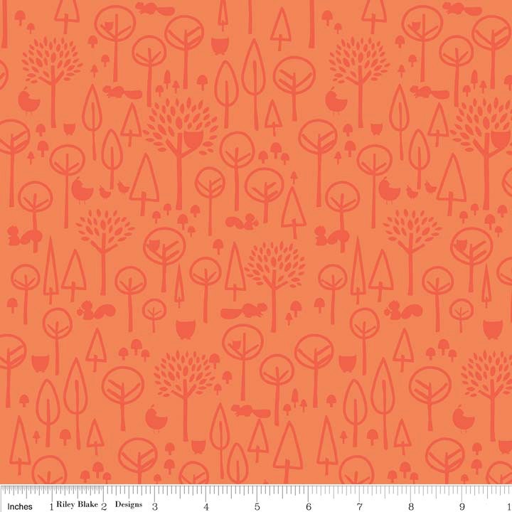 Scenic Route Trees in Orange, Deena Rutter, Riley Blake Designs, 100% Cotton Fabric, C3663-ORANGE