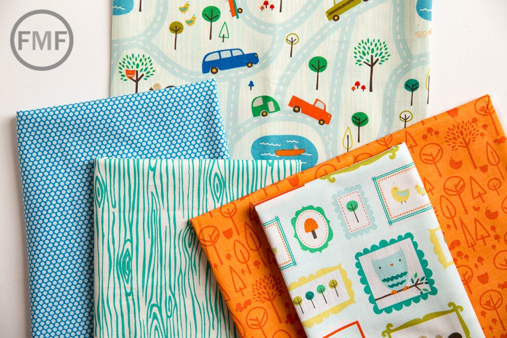 Scenic Route Trees in Orange, Deena Rutter, Riley Blake Designs, 100% Cotton Fabric, C3663-ORANGE