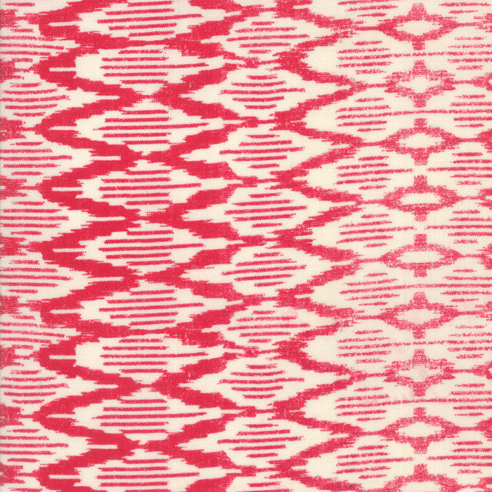 Spellbound Ikat in Scarlet Red Vanilla Sky,  Urban Chiks, 100% Cotton, Moda Fabrics, 31116 11