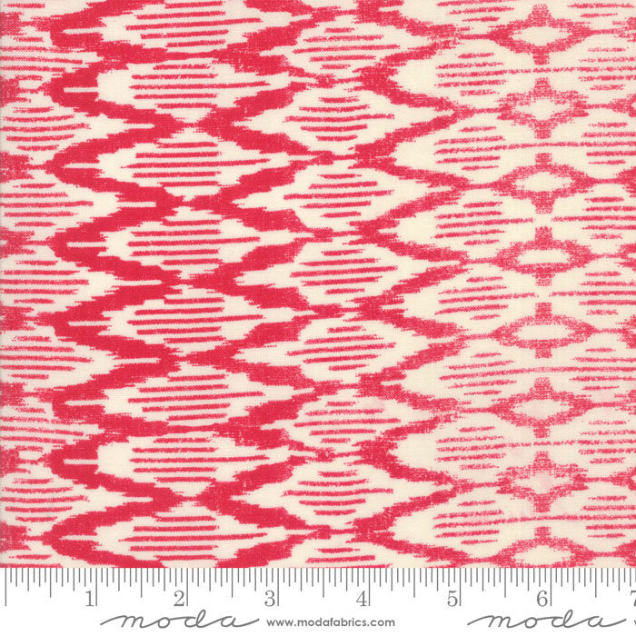 Spellbound Ikat in Scarlet Red Vanilla Sky,  Urban Chiks, 100% Cotton, Moda Fabrics, 31116 11
