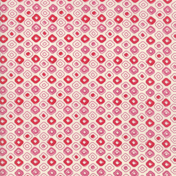 Spellbound Tribal Dots in Scarlet Red Vanilla Sky,  Urban Chiks, 100% Cotton, Moda Fabrics, 31115 15
