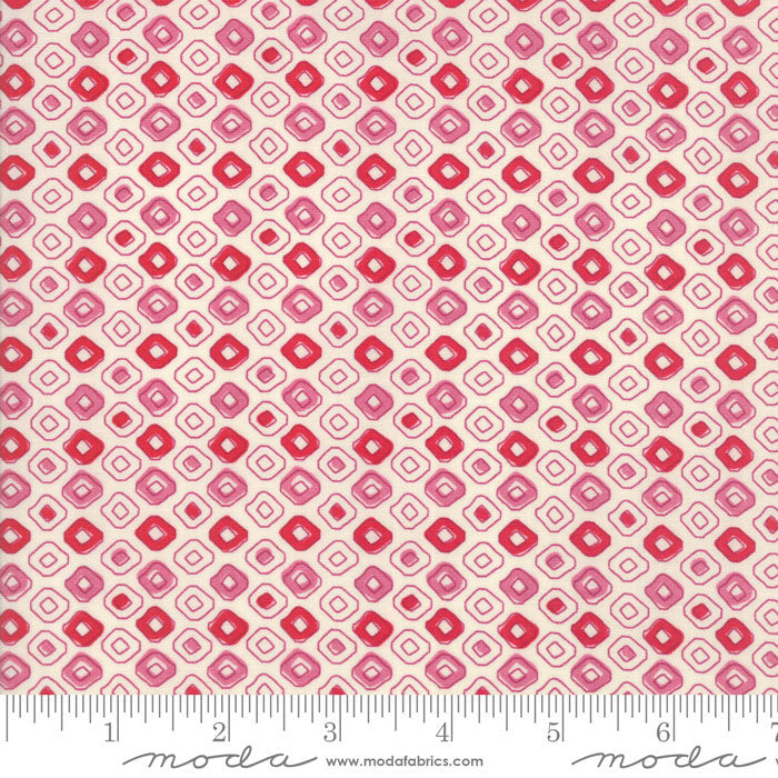Spellbound Tribal Dots in Scarlet Red Vanilla Sky,  Urban Chiks, 100% Cotton, Moda Fabrics, 31115 15