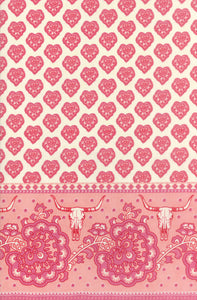 Spellbound Skull Double Border in Soul Pink,  Urban Chiks, 100% Cotton, Moda Fabrics, 31110 12