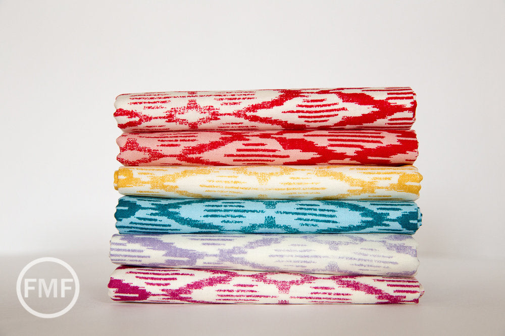 Spellbound Ikat in Scarlet Red Vanilla Sky,  Urban Chiks, 100% Cotton, Moda Fabrics, 31116 11